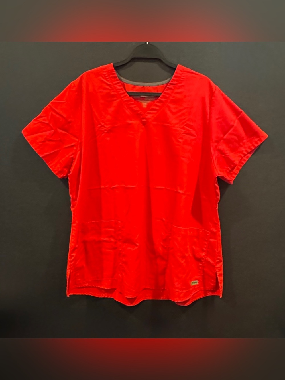 Title: Grey’s Anatomy by Barco Classic Aubrey V-Neck Scrub Top – Scarlet Red 2X